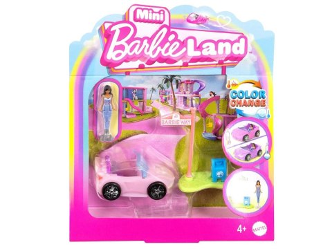 Mattel Mini Barbie Land Lalka kierowca pojazdu + autko kabriolet F