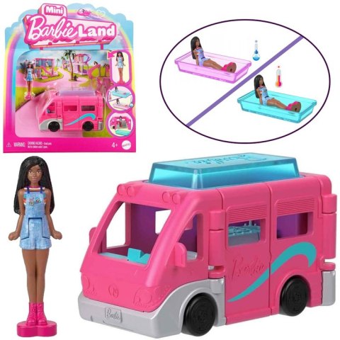 Mattel Mini Barbie Land Lalka turystka + autko kamper C