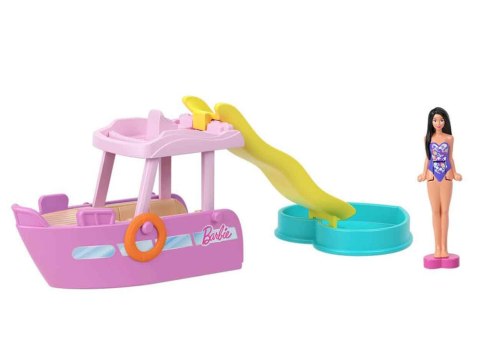 Mattel Mini Barbie Land Lalka wakacyjna + jacht ze zjeżdżalnią B