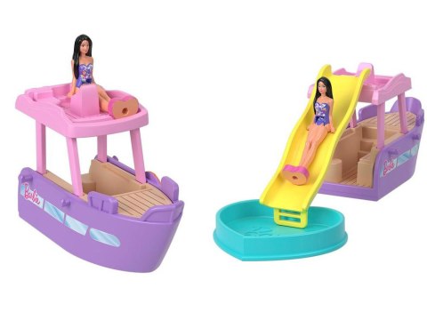 Mattel Mini Barbie Land Lalka wakacyjna + jacht ze zjeżdżalnią B