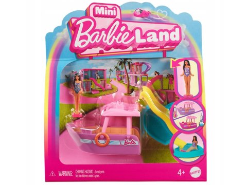 Mattel Mini Barbie Land Lalka wakacyjna + jacht ze zjeżdżalnią B