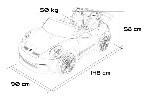 4x200W Auto samochód na akumulator  Porsche 911 GT3 Czarny MP4