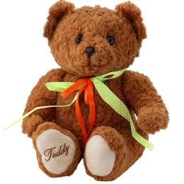 Pluszowa Maskotka Przytulanka Miś Zielono-Czerwona Kokarda Brązowy 30cm