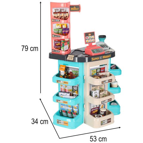 Supermarket sklep kasa fiskalna + wózek miętowy