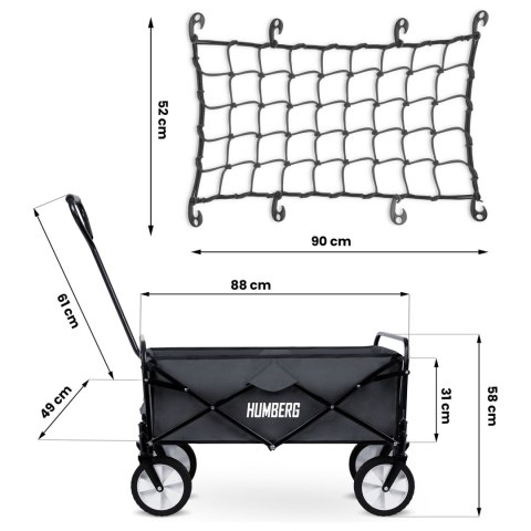 Wózek transportowy, składany z siatką 80L Humberg HM-511