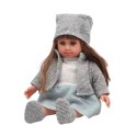 Lalka W Niebieskiej Sukience Czapeczka Sweterek Rękawiczki Czapka 36,5cm