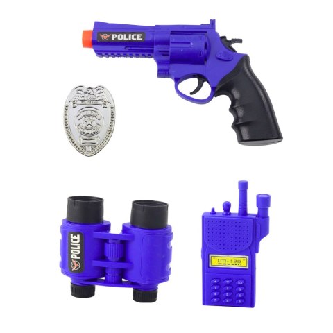 Zestaw Policyjny Dla Dzieci Kask Pistolet Kajdanki Akcesoria 9 el.