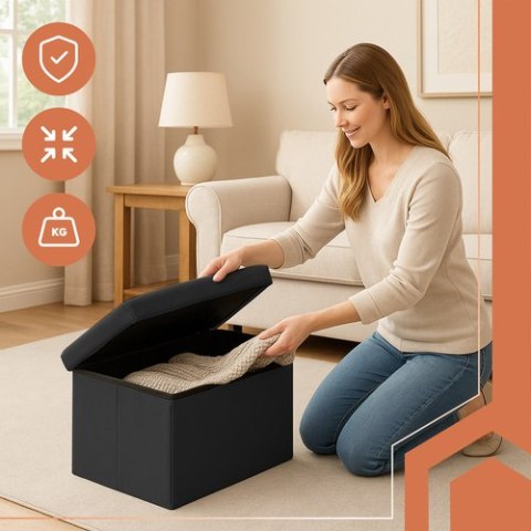 Pufa welurowa czarna 60x30x30 cm Ruhhy 25995