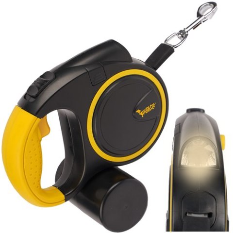 Smycz automatyczna z latarką 5m Purlov 25965