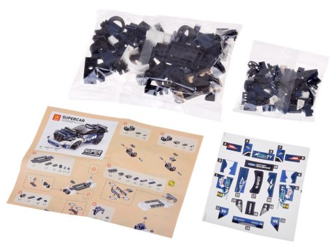 Klocki techniczne Sportowe auto GRANATOWE 164-elementy + naklejki