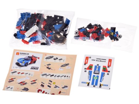 Klocki techniczne Sportowe auto NIEBIESKO-CZERWONE 138-elementów