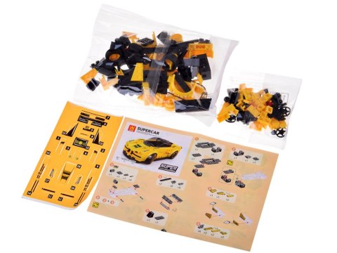 Klocki techniczne Sportowe auto ŻÓŁTE 143-elementy + naklejki