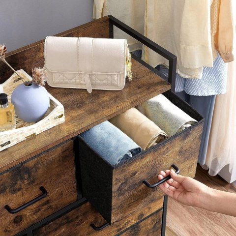 Komoda szafka do sypialni salonu przedpokoju 7 szuflad rustykalny brąz