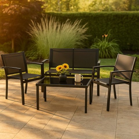 Zestaw mebli ogrodowych stół ławka fotele metal