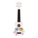 Gitara ukulele dla dzieci drewniana 4 struny nylonowe kostka do gry ECOTOYS
