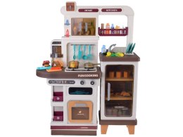Interaktywna brązowa kuchnia dla dzieci+efekty: światło dźwięk para