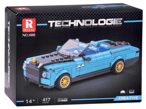 Klocki techniczne Retro auto NIEBIESKI KABRIOLET złote felgi 417-ele