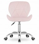 Krzesło obrotowe biurowe z szerokim oparciem welur aksamit różowe