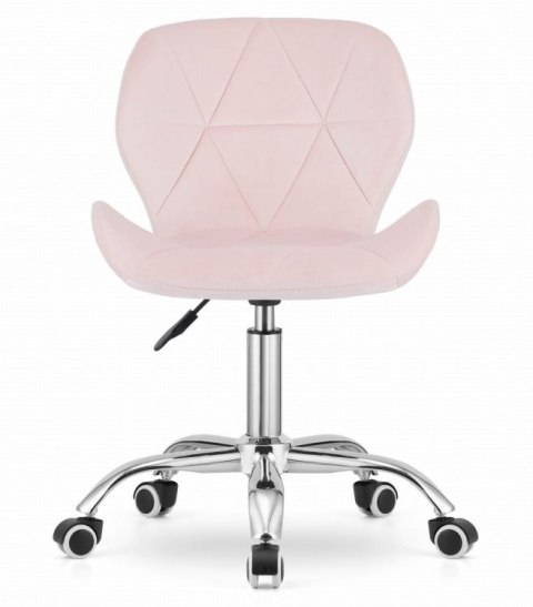 Krzesło obrotowe biurowe z szerokim oparciem welur aksamit różowe