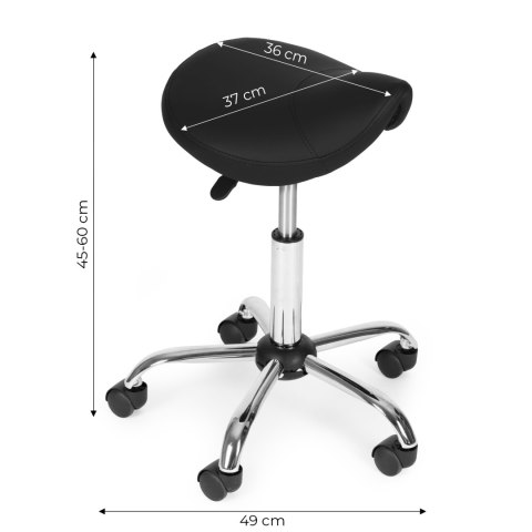 Stołek obrotowy siodło taboret kosmetyczny medyczny fotel regulowany czarny ModernHome