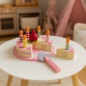 Zestaw drewniany tort na rzepy świeczki owoce dla dzieci 16 elementów 
