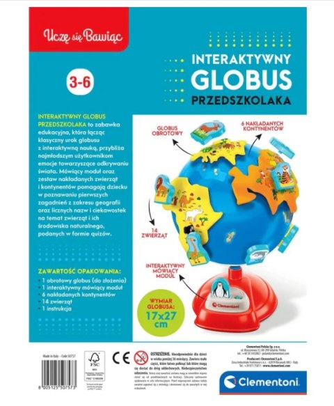 Interaktywny Globus Przedszkolaka Clementoni 50757