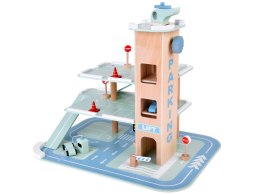 Piętrowy parking drewniany WINDA zjazdy autka znaki duży zestaw ZA5615