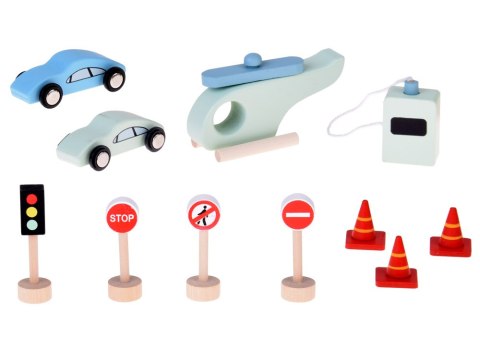 Piętrowy parking drewniany WINDA zjazdy autka znaki duży zestaw ZA5615