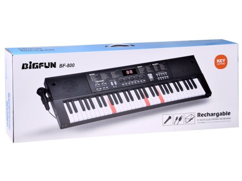 Organy KEYBOARD KLASYCZNY 61-klawiszy w dotyku jak drewno + mikrofon IN0184