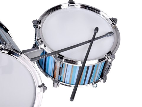 Perkusja dla dzieci 5-bębnów + taboret w zestawie - niebieski design IN0182