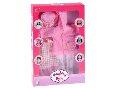 Różowy zestaw ubranek dla lalki 36-40 cm Sukienka Płaszczyk Kapelusz