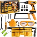 WOOPIE Zestaw Narzędzi Małego Majsterkowicza Gogle Wkrętarka Pas Na Narzędzia 16el.
