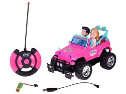 Zdalnie sterowane RÓŻOWE AUTO dla lalek + chłopiec i dziewczynka