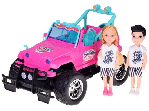 Zdalnie sterowane RÓŻOWE AUTO dla lalek + chłopiec i dziewczynka