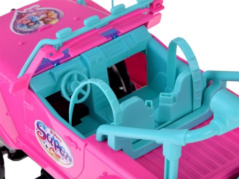 Zdalnie sterowane RÓŻOWE AUTO dla lalek + chłopiec i dziewczynka