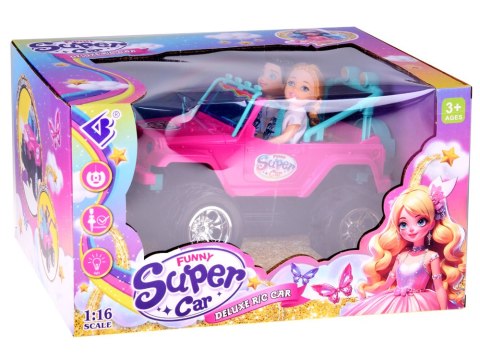 Zdalnie sterowane RÓŻOWE AUTO dla lalek + chłopiec i dziewczynka