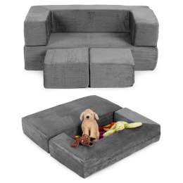 Sofa modułowa składana dla dzieci DIY 4 miękkie poduchy - szara 