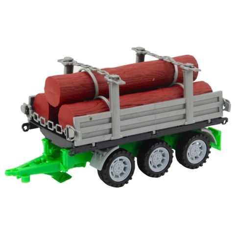 Traktor Rolniczy Farmerski Z Przyczepą Do Drewna Kłody Zielony