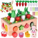 Sorter Montessori drewniany wózek złap robaczka marchewki układanka