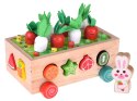 Sorter Montessori drewniany wózek złap robaczka marchewki układanka
