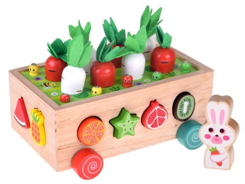Sorter Montessori drewniany wózek złap robaczka marchewki układanka