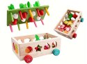 Sorter Montessori drewniany wózek złap robaczka marchewki układanka