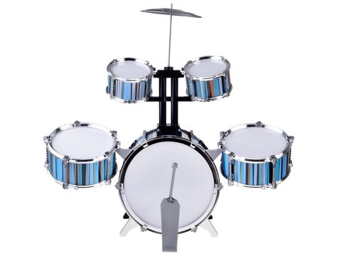 Perkusja dla dzieci 5-bębnów + taboret w zestawie - niebieski design IN0182