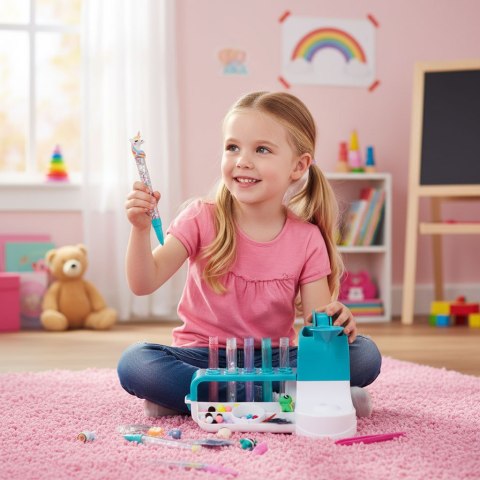 Zestaw do robienia długopisów fabryka pen creator DIY zwierzątka brokat koraliki pompony
