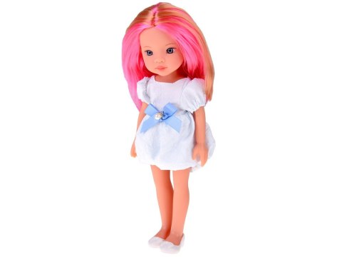 Lovely Girl Urocza Lalka w białej sukience z niebieską kokardką 33cm ZA5850
