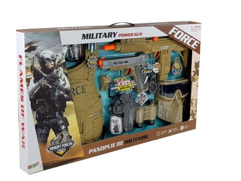 Zestaw żołnierza Broń Maska Lornetka Kamizelka Kompas