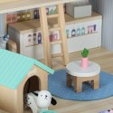 Domek w walizce hotel spa dla zwierząt drewniane mebelki figurki