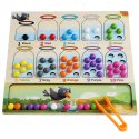 Gra Drewniana Zręcznościowa Edukacyjna Sorter Kolorowe Kulki