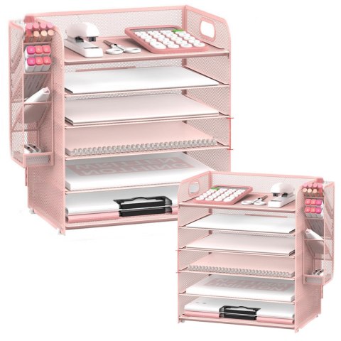 Pojemnik Organizer Na Przybory Biurowe Metalowy Różowy