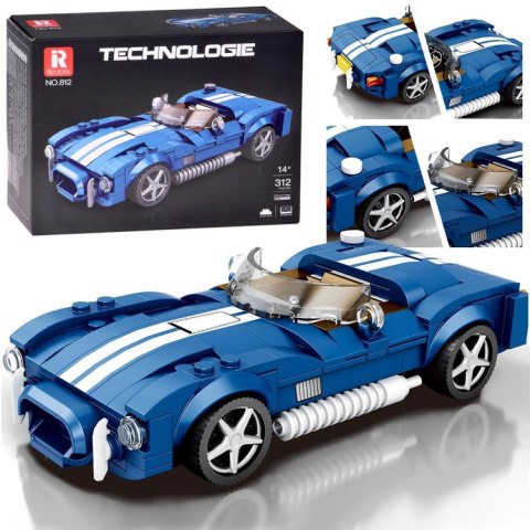 Klocki techniczne Sportowe auto NIEBIESKI klasyczny roadster 312-ele